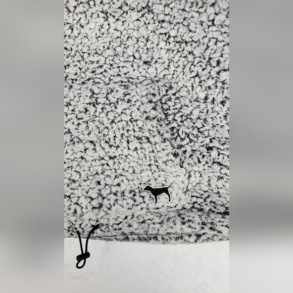 PINK‎ fuzzy Fluffy quarter zip Pullover Teddy Grey Women's Sweater Size M - Picture 9 of 10